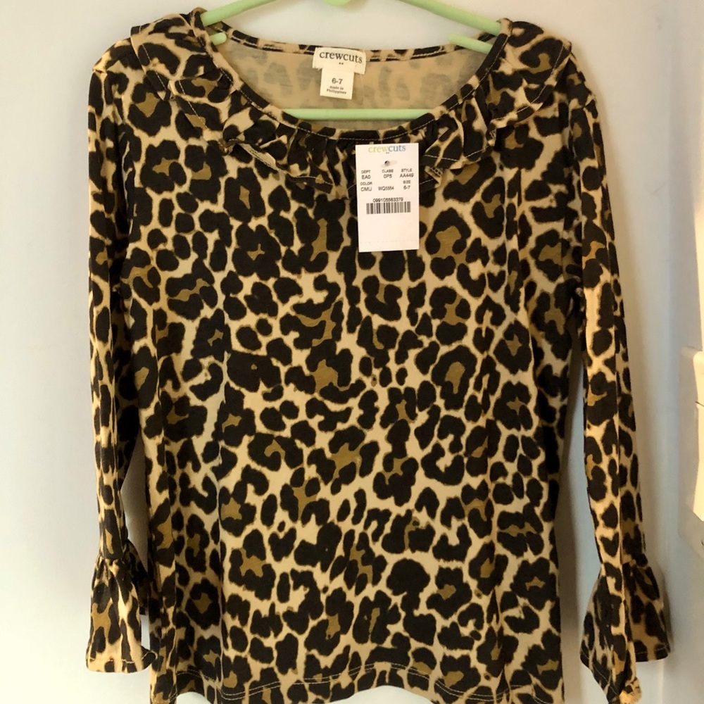 NWT Crewcuts leopard shirt, size 6-7